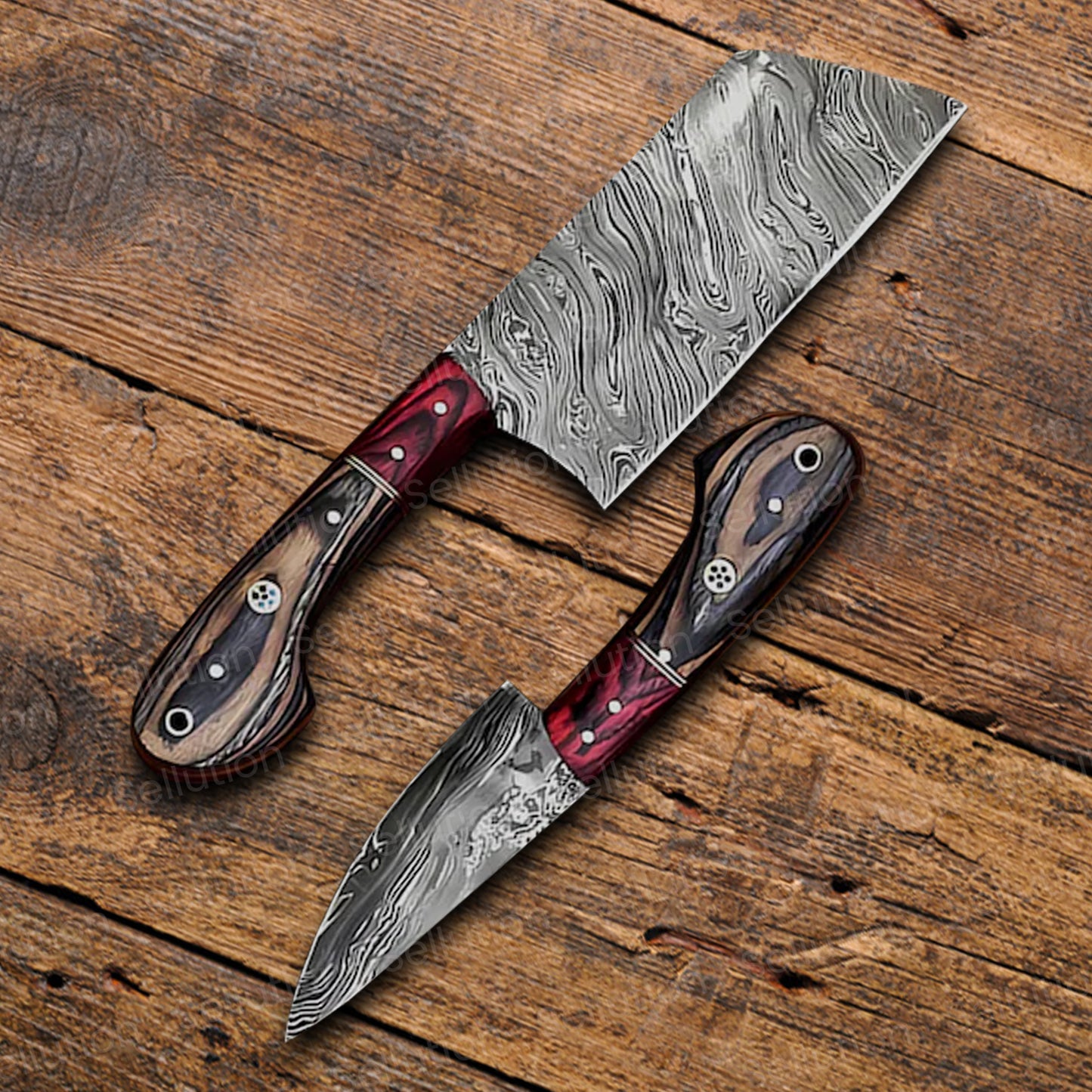 Hand Forged Damascus Steel Chef Set Listing