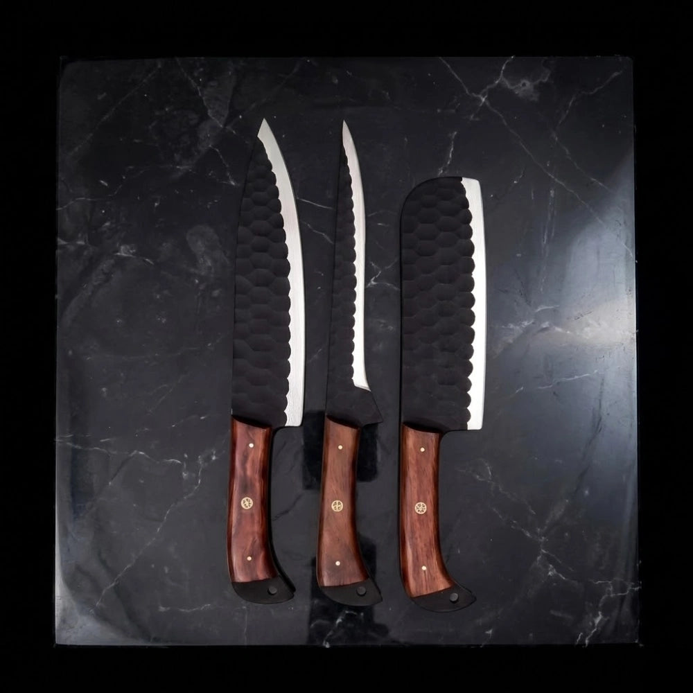 3 Pcs Damascus Chef Knife Set
