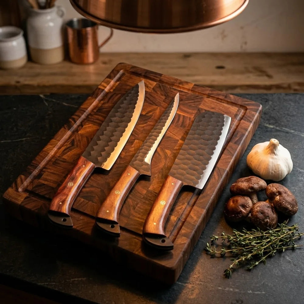 3 Pcs Damascus Chef Knife Set