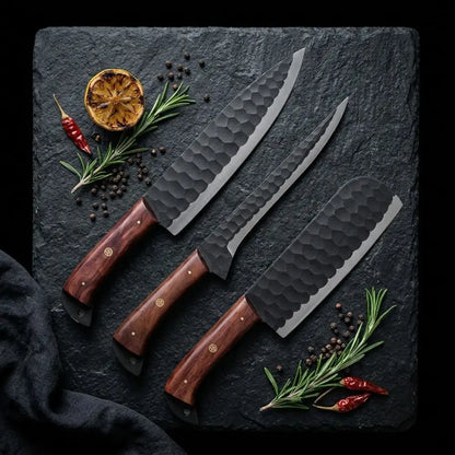 3 Pcs Damascus Chef Knife Set