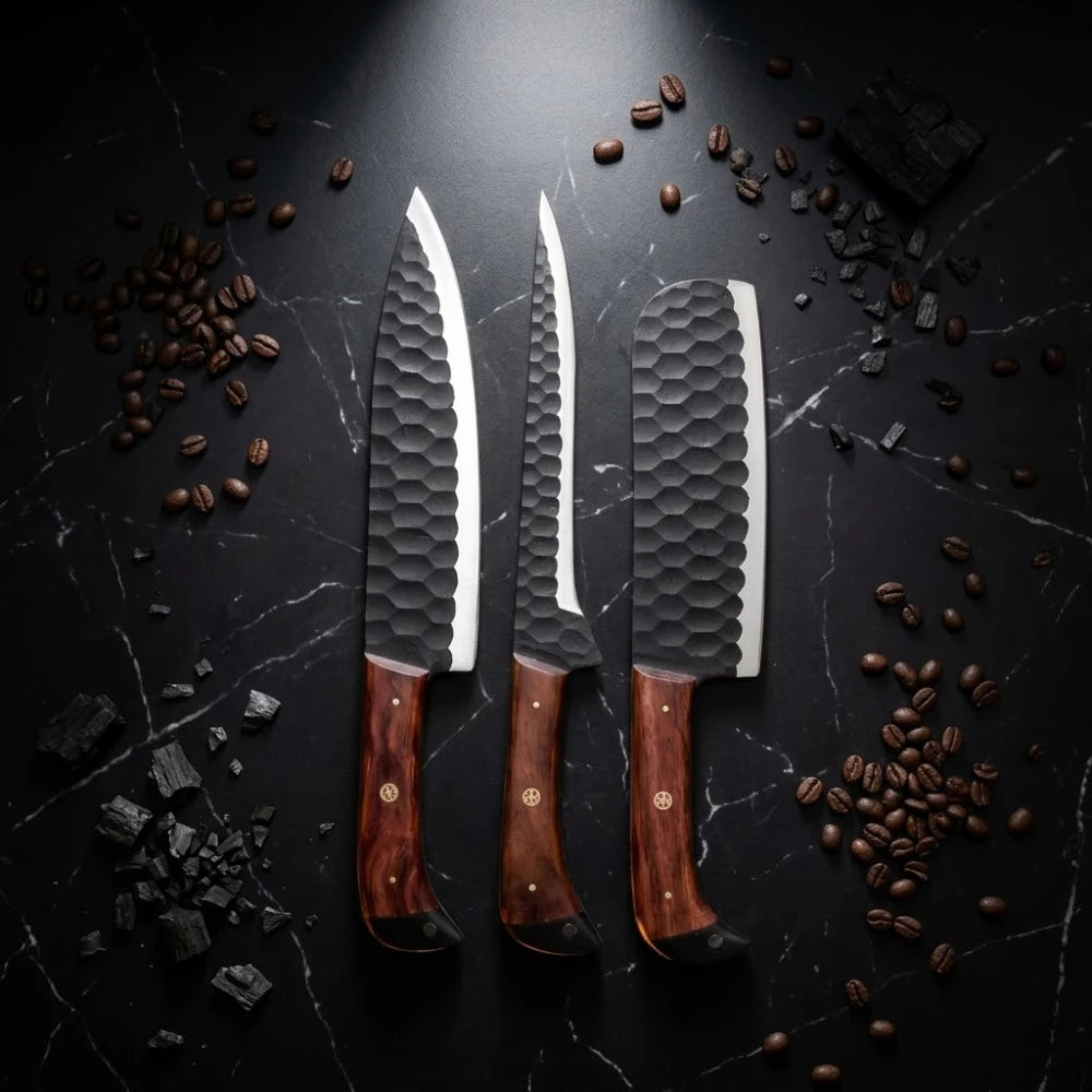 3 Pcs Damascus Chef Knife Set