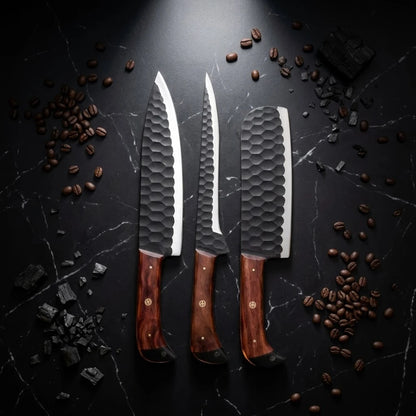 3 Pcs Damascus Chef Knife Set